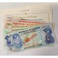 PHILIPPINES 1979 . TWO 2 - ONE HUNDRED 100 PISO BANKNOTES . SPECIMEN